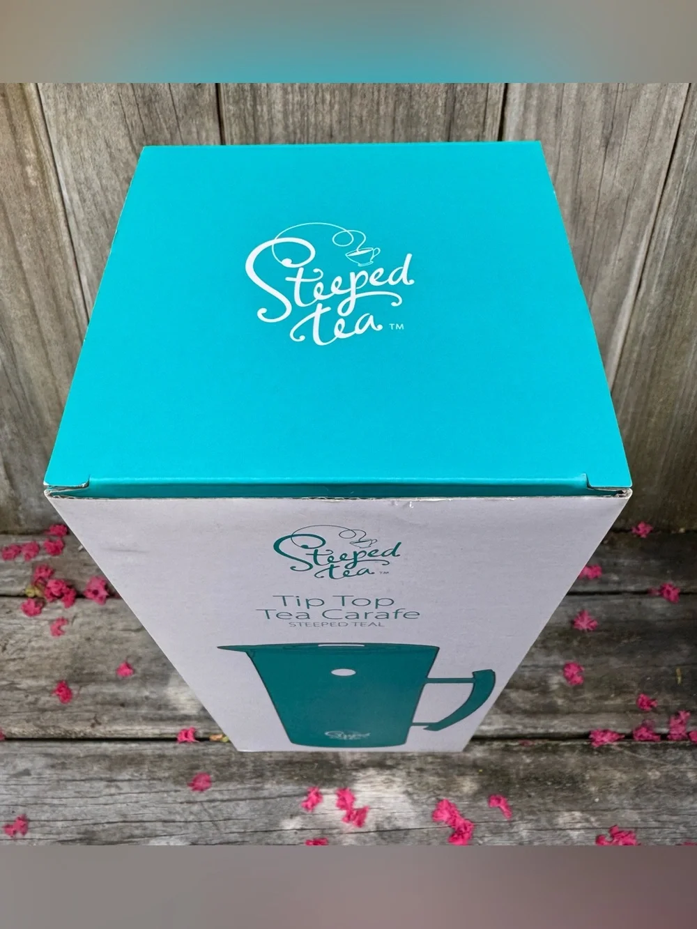 NIB teal Tip Top Tea Carafe by Steeped Tea/Sipology • glass lined • RARE